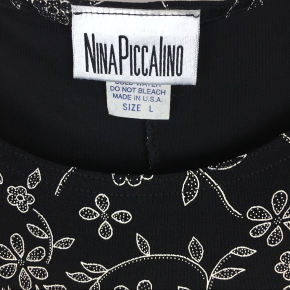 VINTAGE Nina Piccalino 90s Dress Maxi Long Stretchy Floral Gothic Lolita Large - Picture 5 of 8